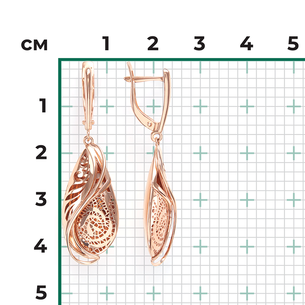Серьги с английским замком из красного золота 02-3789-00-000-1110-65