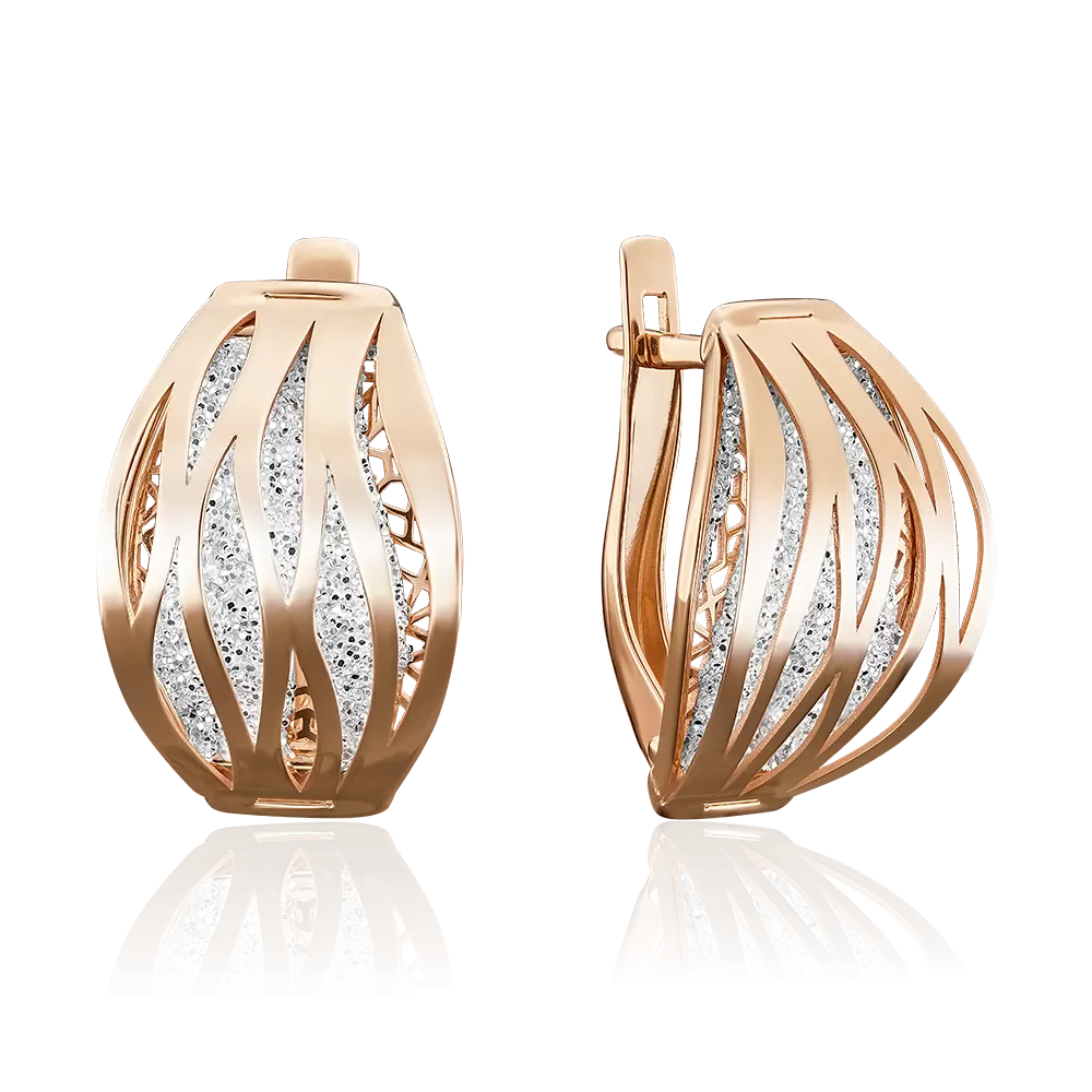 Серьги с английским замком из красного золота с эмалью 02-3793-00-000-1110-65