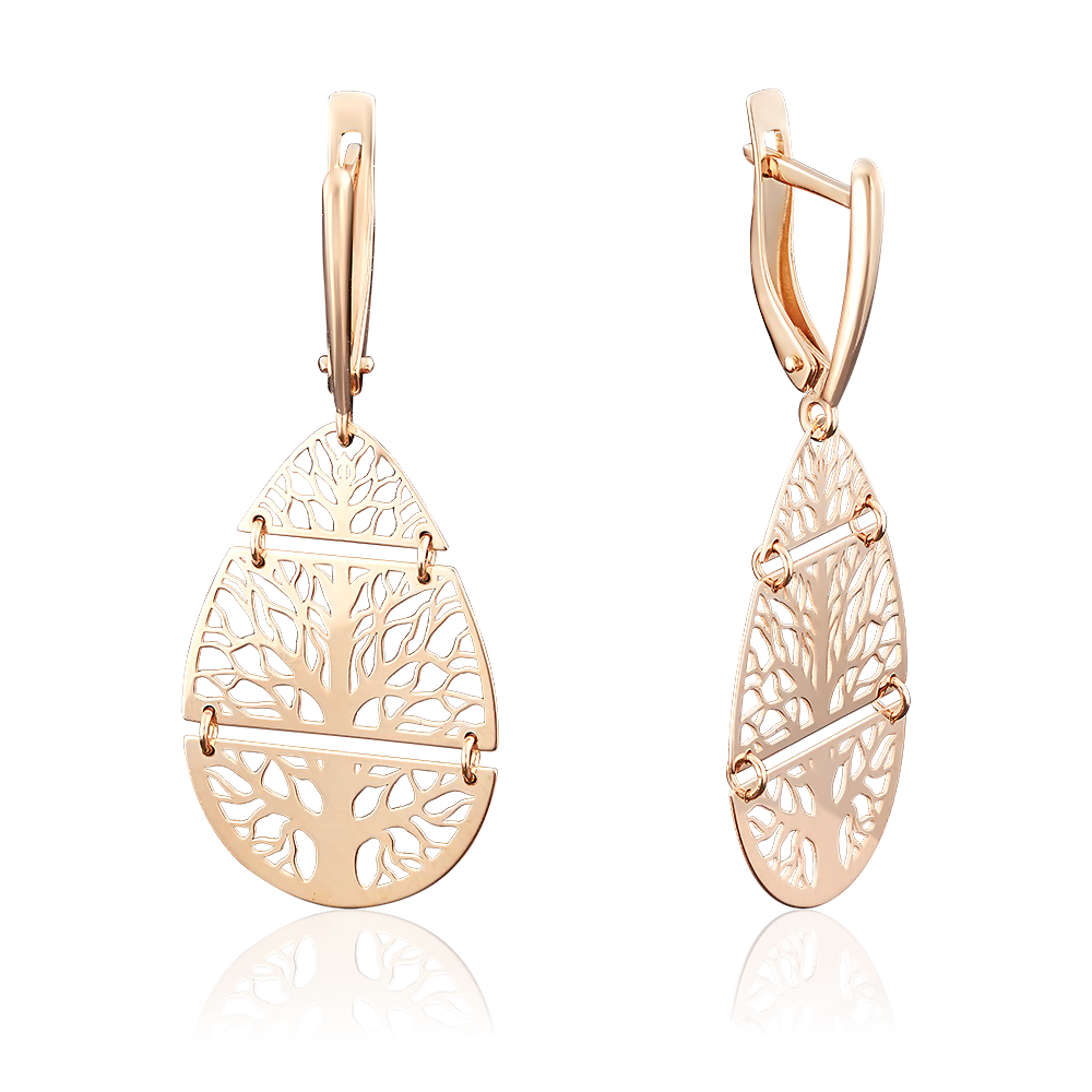 Серьги «Деревья» с английским замком из красного золота 02-3795-00-000-1110-65