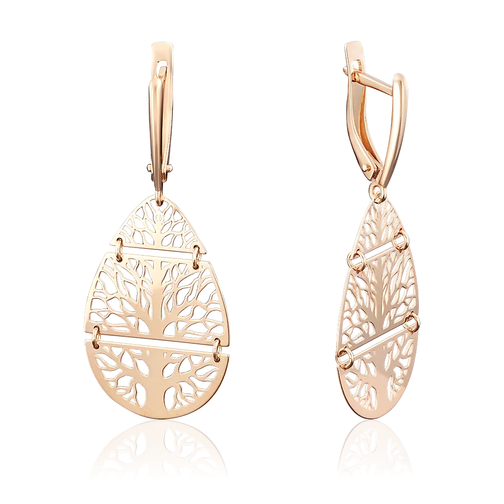Серьги «Деревья» с английским замком из красного золота 02-3795-00-000-1110-65