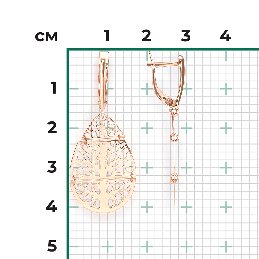 Серьги «Деревья» с английским замком из красного золота 02-3795-00-000-1110-65