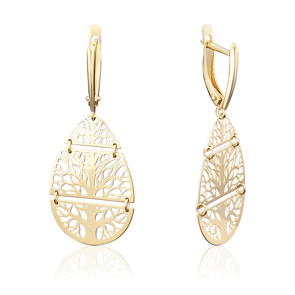 Серьги «Деревья» с английским замком из лимонного золота 02-3795-00-000-1130-65
