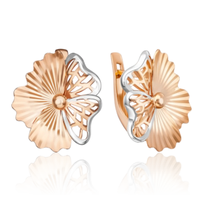 Серьги «Цветы» с английским замком из красного золота 02-3827-00-000-1110-65