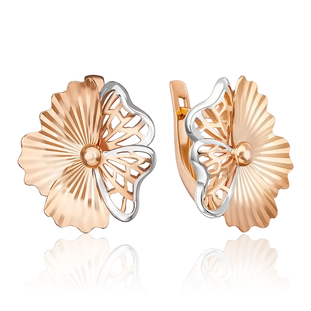 Серьги «Цветы» с английским замком из красного золота 02-3827-00-000-1110-65