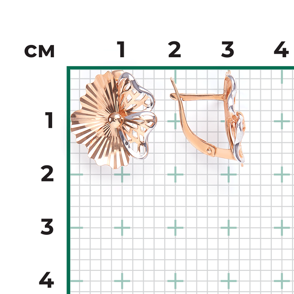 Серьги «Цветы» с английским замком из красного золота 02-3827-00-000-1110-65