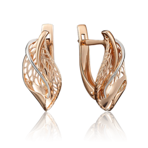 Серьги «Листья» с английским замком из красного золота 02-3867-00-000-1110-65