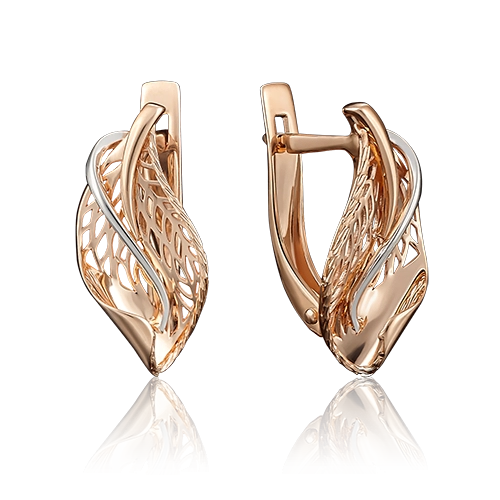 Серьги «Листья» с английским замком из красного золота 02-3867-00-000-1110-65