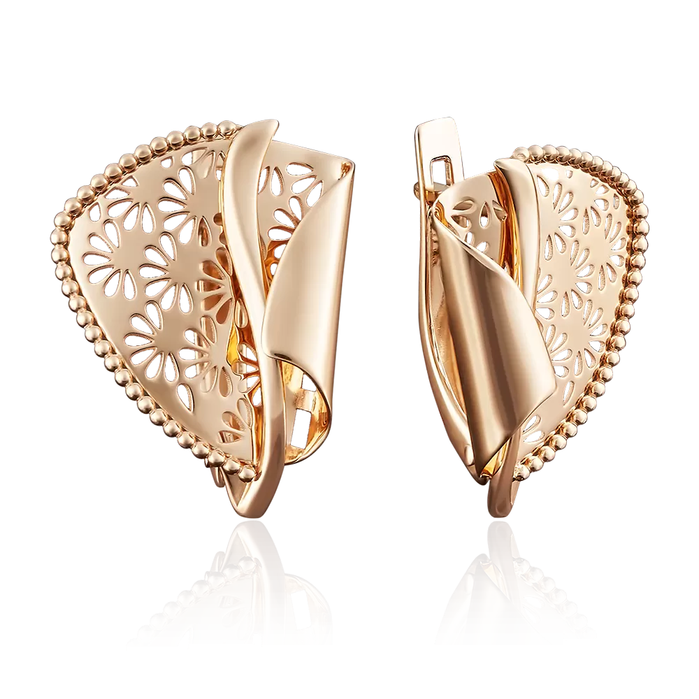 Серьги с английским замком из красного золота 02-3876-00-000-1110-65