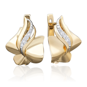 Серьги с английским замком из лимонного золота с фианитами 02-3878-00-401-1130-65