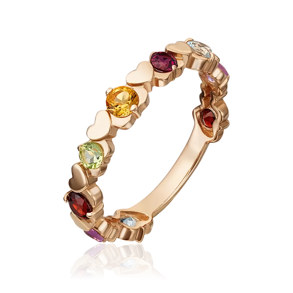 Кольцо из красного золота с миксом камней 01-5329-00-252-1110-57