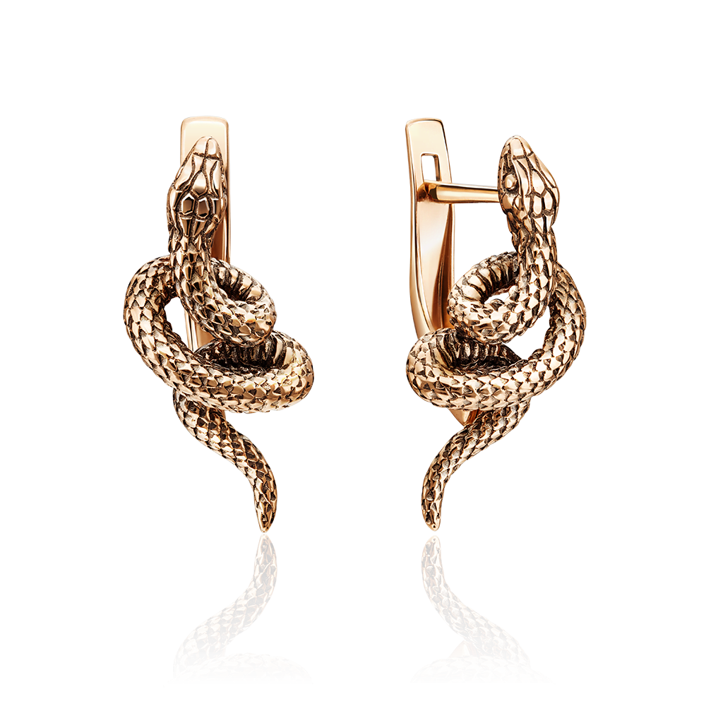 Серьги «Змеи» с английским замком из красного золота 02-4536-00-000-1110-42
