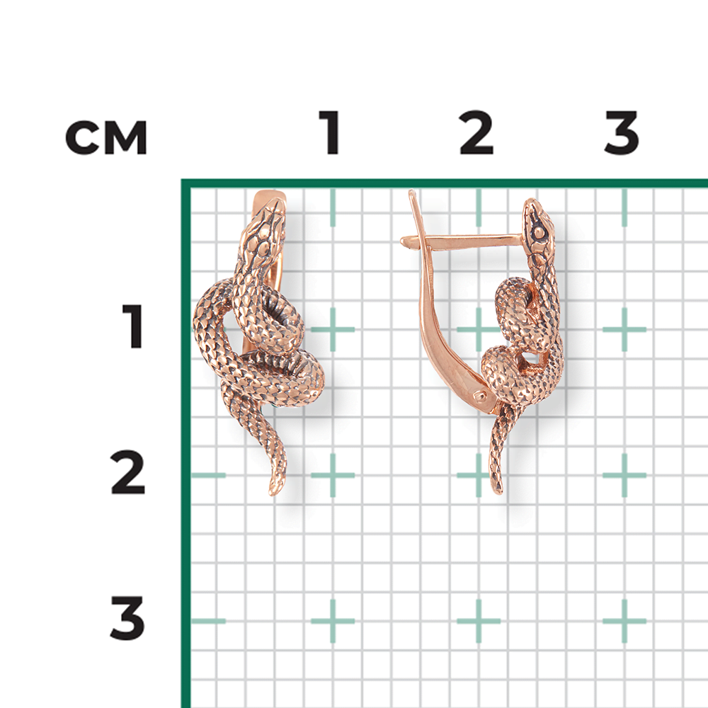 Серьги «Змеи» с английским замком из красного золота 02-4536-00-000-1110-42