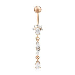 Пирсинг в пупок из красного золота с фианитами 06-2540-00-401-1110-03