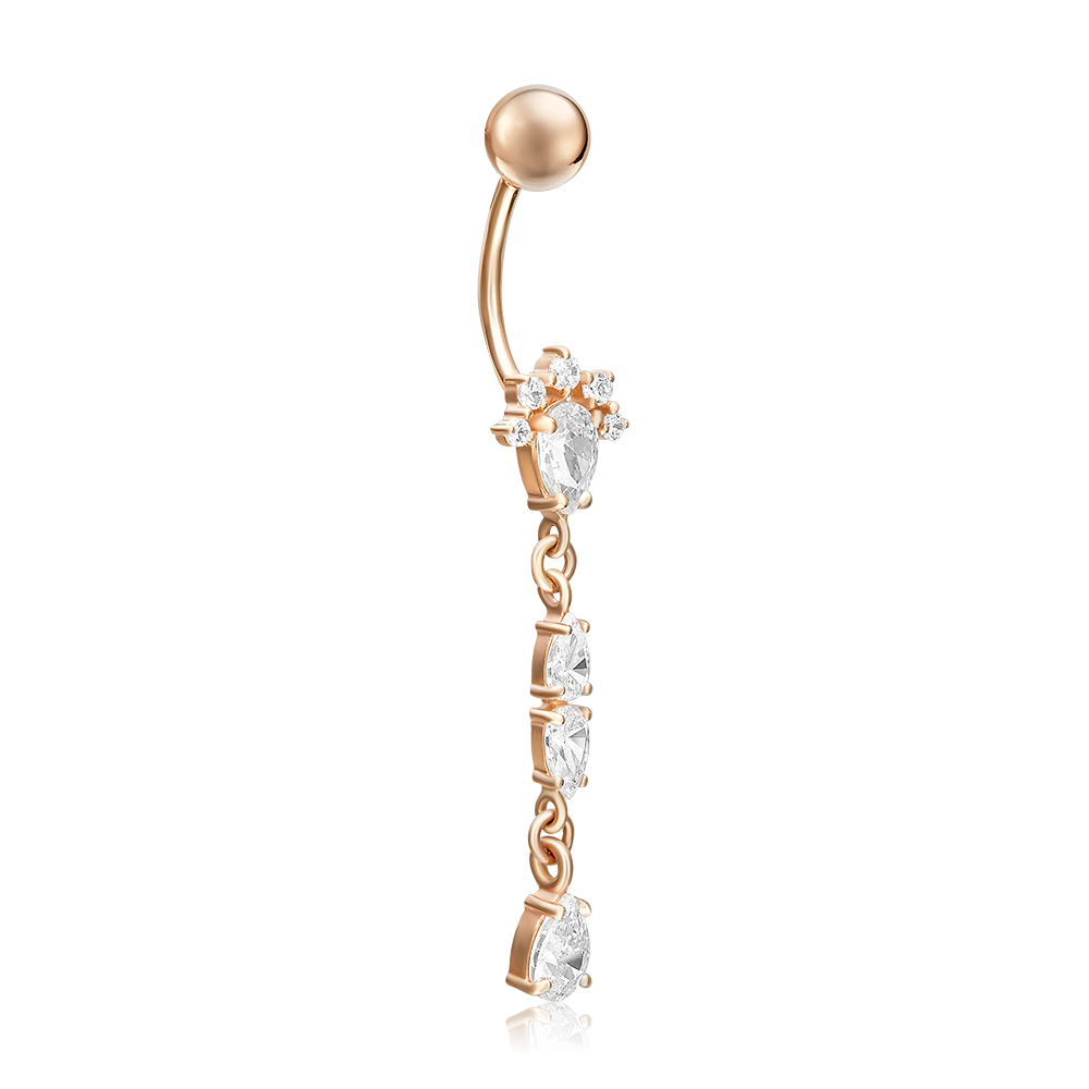 Пирсинг в пупок из красного золота с фианитами 06-2540-00-401-1110-03