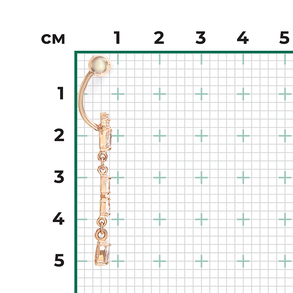 Пирсинг в пупок из красного золота с фианитами 06-2540-00-401-1110-03