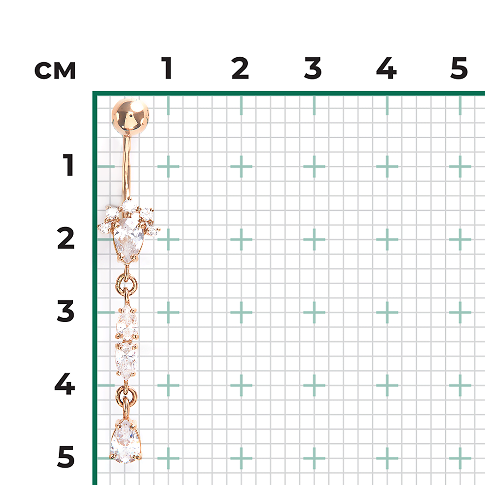 Пирсинг в пупок из красного золота с фианитами 06-2540-00-401-1110-03