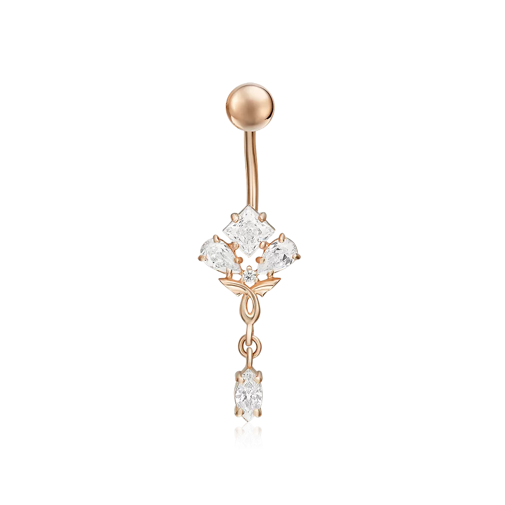 Пирсинг в пупок из красного золота с фианитами 06-2542-00-401-1110-03
