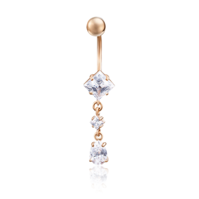 Пирсинг в пупок из красного золота с фианитами 06-2544-00-401-1110-03