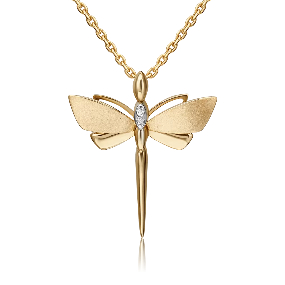 Подвеска «Стрекоза. Ценность настоящего» из комбинированного золота с бриллиантами 03-3276-00-101-1121