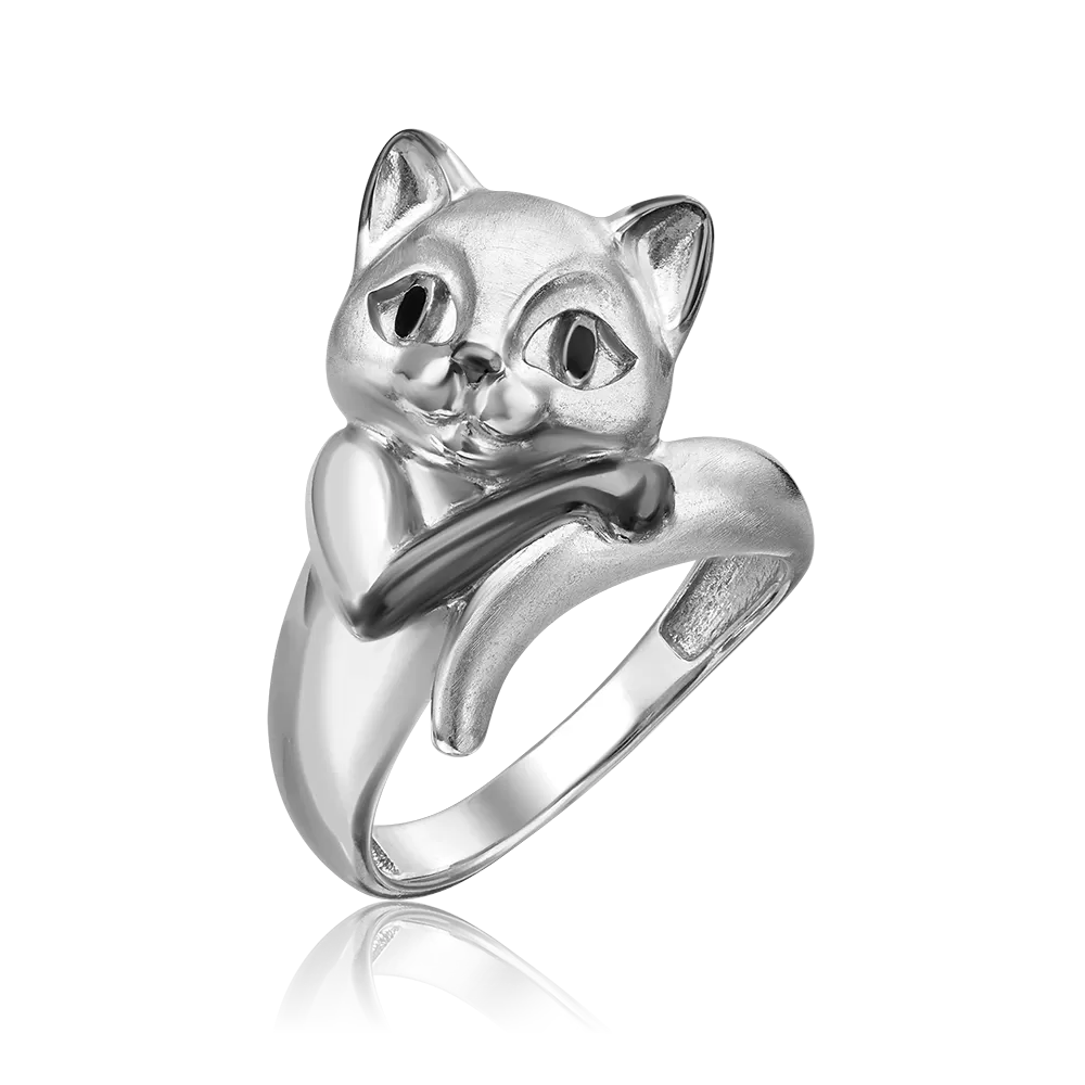 Кольцо «Кошка» из серебра с эмалью 01-5595-00-000-0200