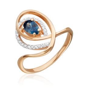 Кольцо из красного золота с сапфиром и бриллиантами 01-0135-00-105-1110-30