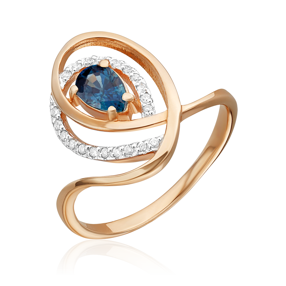 Кольцо из красного золота с сапфиром и бриллиантами 01-0135-00-105-1110-30