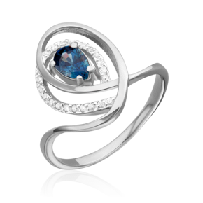 Кольцо из белого золота с сапфиром и бриллиантами 01-0136-00-105-1120-30