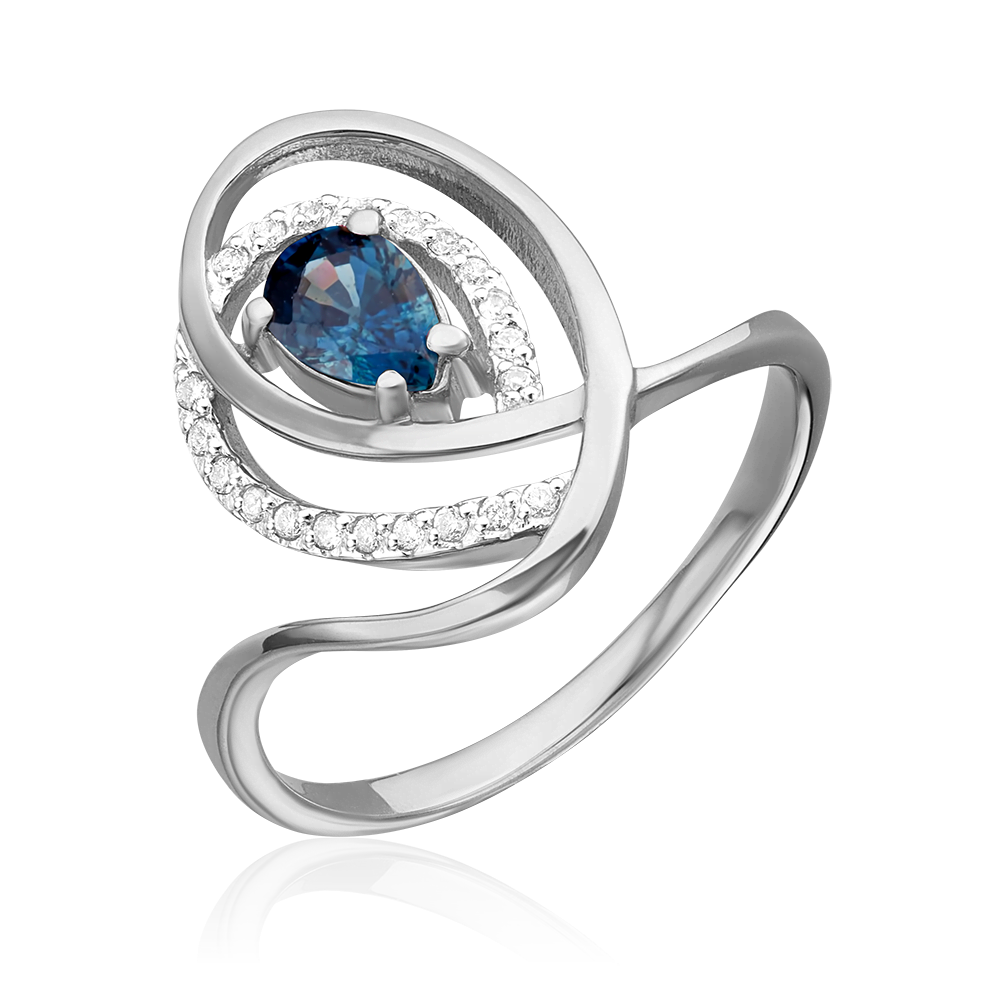 Кольцо из белого золота с сапфиром и бриллиантами 01-0136-00-105-1120-30