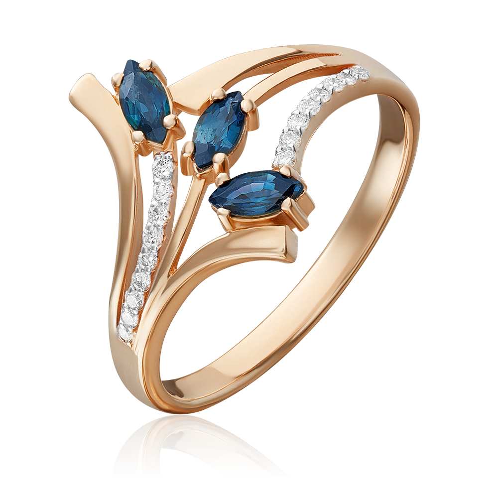 Кольцо из красного золота с сапфирами и бриллиантами 01-0137-00-105-1110-30