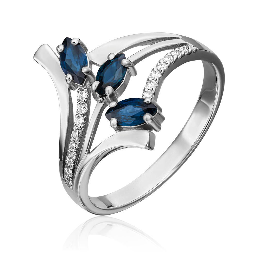 Кольцо из белого золота с сапфирами и бриллиантами 01-0138-00-105-1120-30