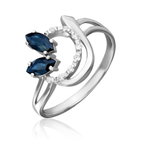 Кольцо из белого золота с сапфирами и бриллиантами 01-0140-00-105-1120-30