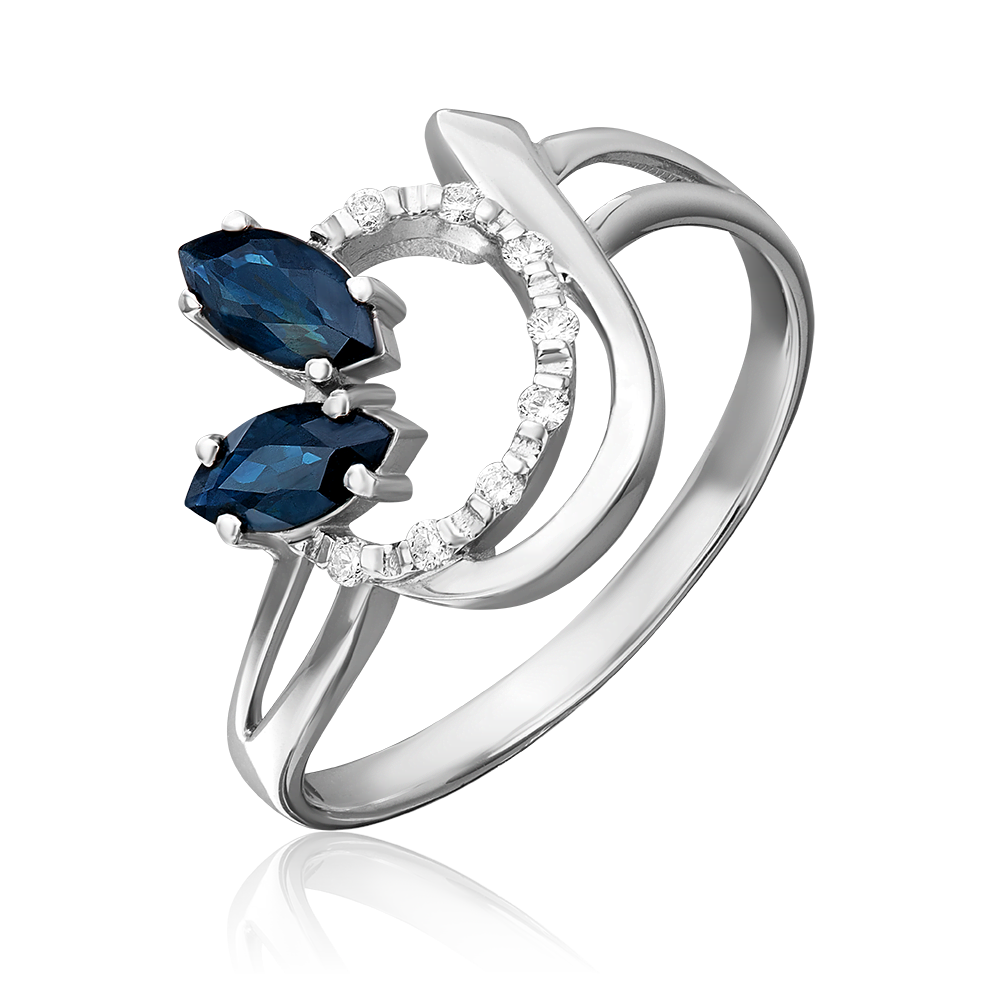 Кольцо из белого золота с сапфирами и бриллиантами 01-0140-00-105-1120-30