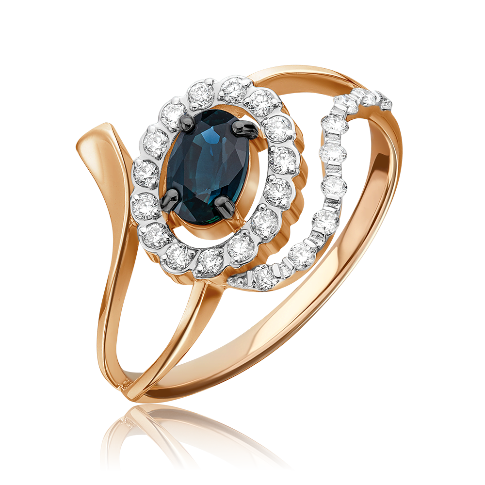 Кольцо из красного золота с сапфиром и бриллиантами 01-0145-00-105-1110-30