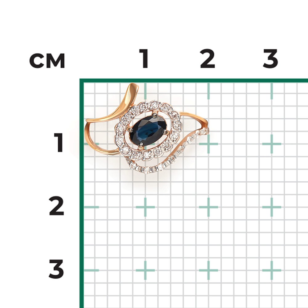 Кольцо из красного золота с сапфиром и бриллиантами 01-0145-00-105-1110-30