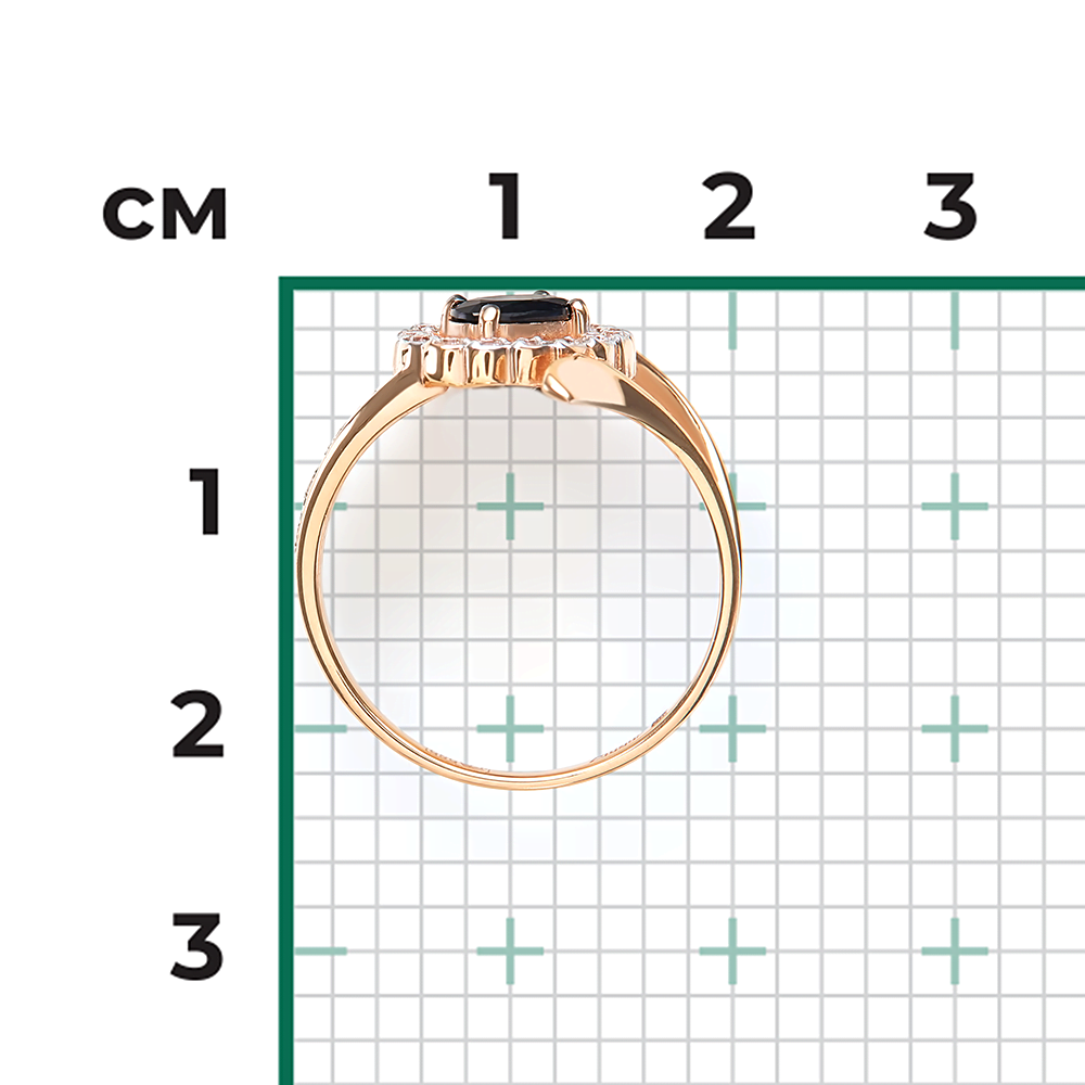 Кольцо из красного золота с сапфиром и бриллиантами 01-0145-00-105-1110-30