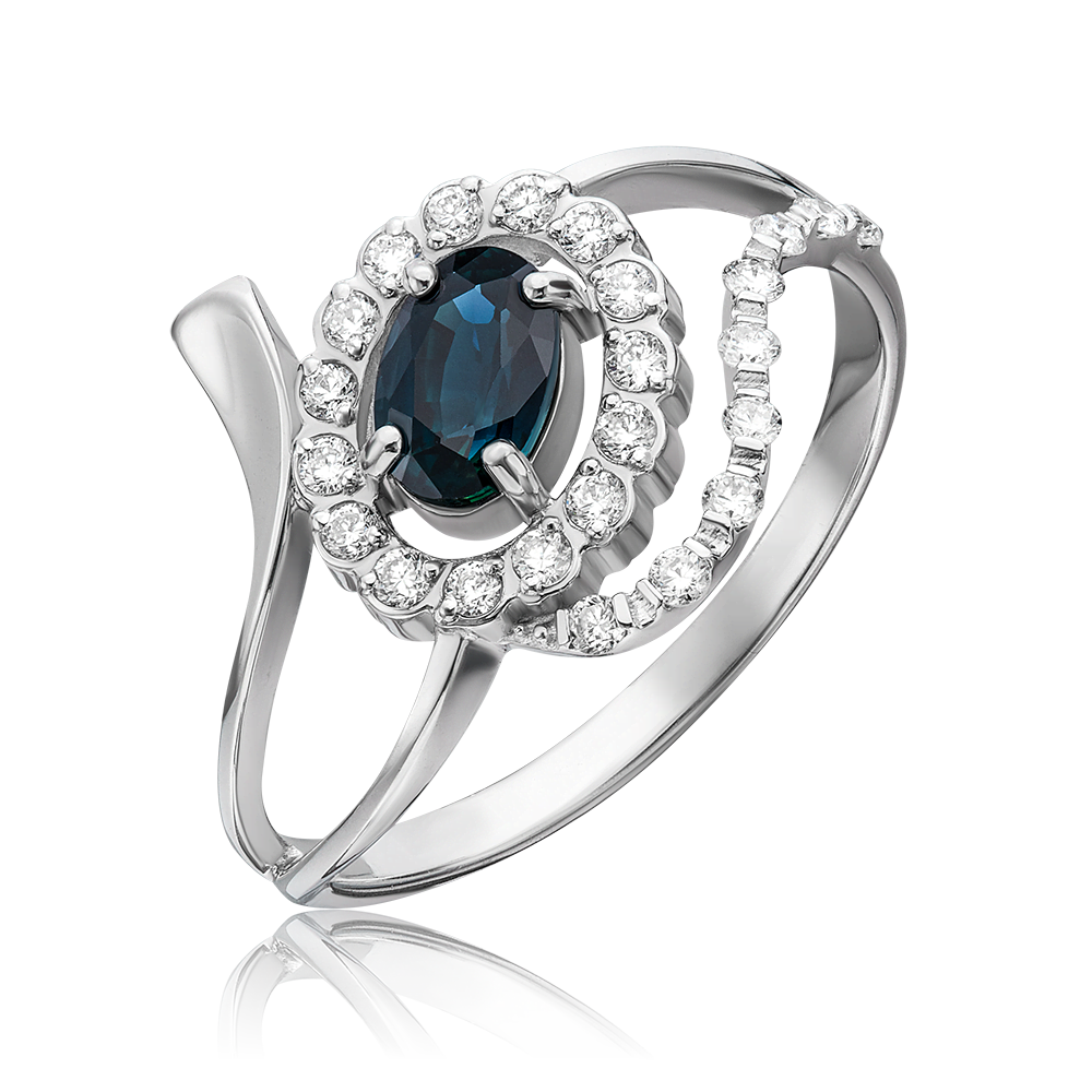 Кольцо из белого золота с сапфиром и бриллиантами 01-0146-00-105-1120-30