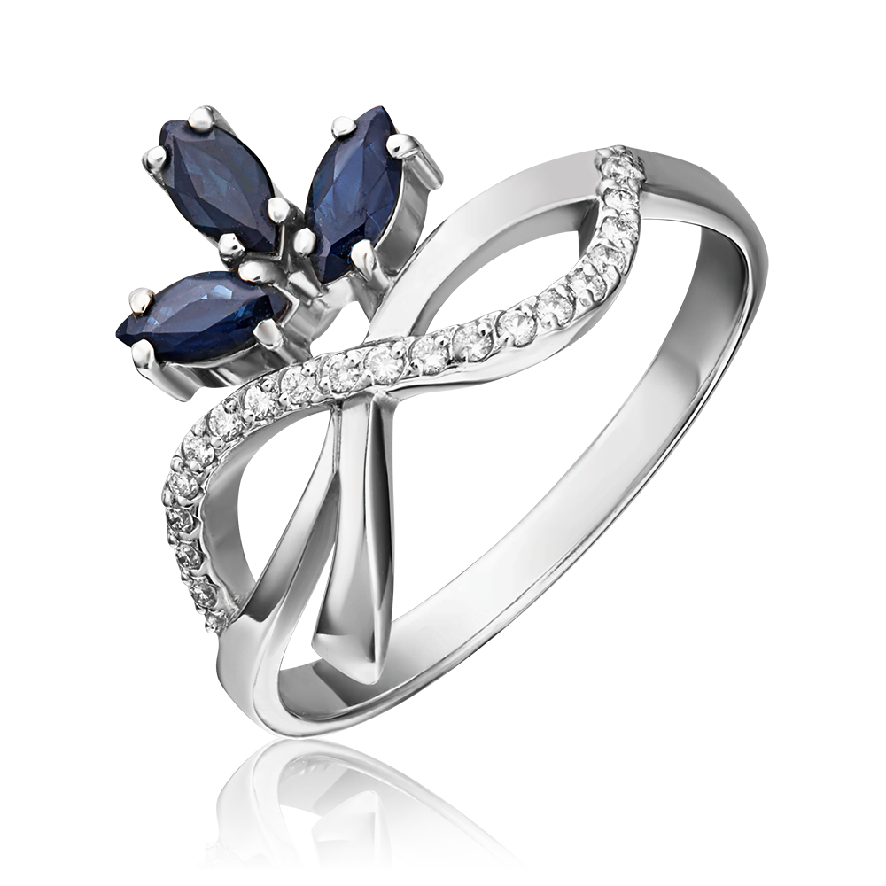 Кольцо из белого золота с сапфирами и бриллиантами 01-0172-00-105-1120-30
