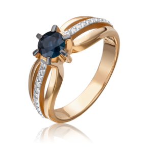 Кольцо из красного золота с сапфиром и бриллиантами 01-0181-00-105-1110-30