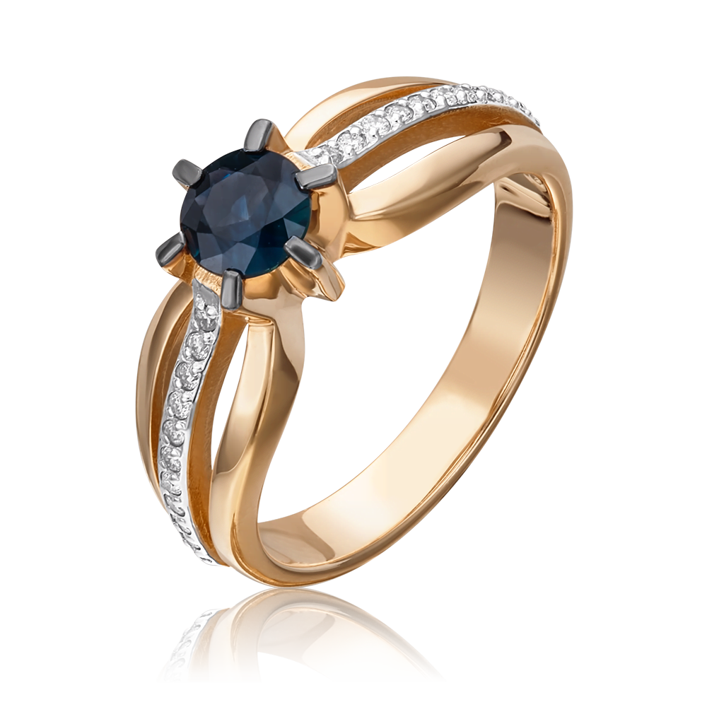 Кольцо из красного золота с сапфиром и бриллиантами 01-0181-00-105-1110-30