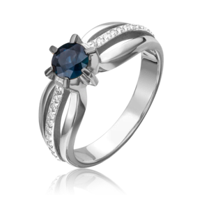 Кольцо из белого золота с сапфиром и бриллиантами 01-0182-00-105-1120-30