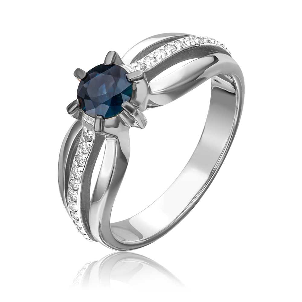 Кольцо из белого золота с сапфиром и бриллиантами 01-0182-00-105-1120-30