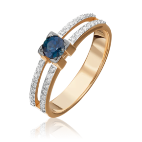 Кольцо из красного золота с сапфиром и бриллиантами 01-0183-00-105-1110-30