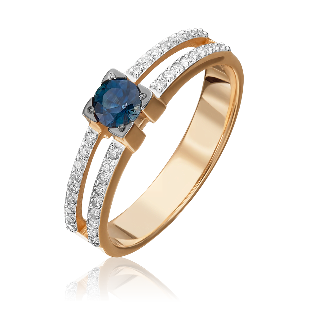 Кольцо из красного золота с сапфиром и бриллиантами 01-0183-00-105-1110-30