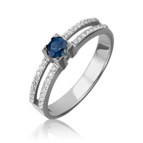 Кольцо из белого золота с сапфиром и бриллиантами 01-0184-00-105-1120-30