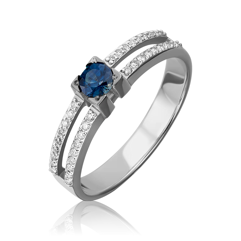 Кольцо из белого золота с сапфиром и бриллиантами 01-0184-00-105-1120-30