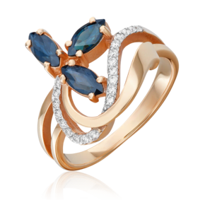 Кольцо из красного золота с сапфирами и бриллиантами 01-0185-00-105-1110-30