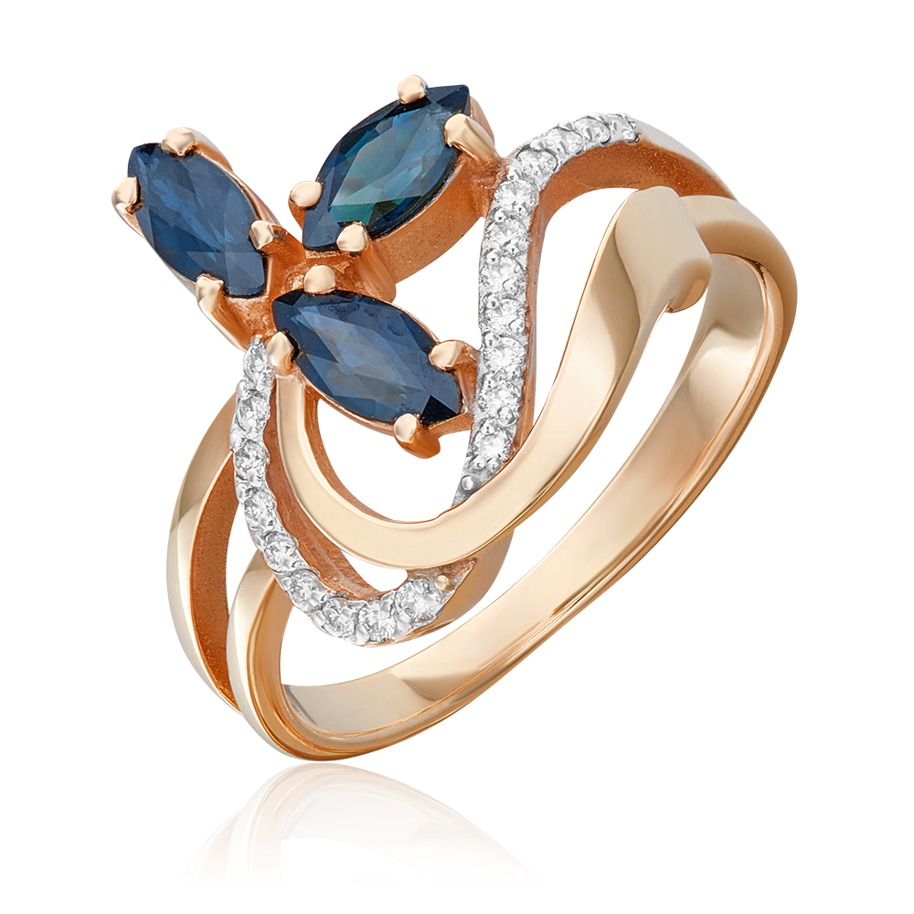 Кольцо из красного золота с сапфирами и бриллиантами 01-0185-00-105-1110-30