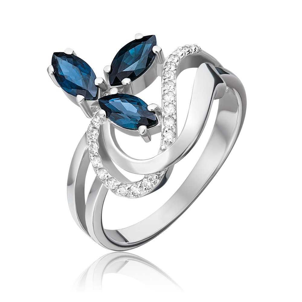 Кольцо из белого золота с сапфирами и бриллиантами 01-0186-00-105-1120-30