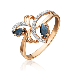 Кольцо из красного золота с сапфирами и бриллиантами 01-0189-00-105-1110-30