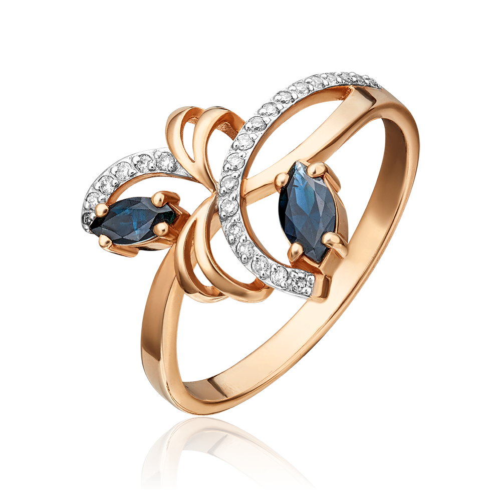 Кольцо из красного золота с сапфирами и бриллиантами 01-0189-00-105-1110-30